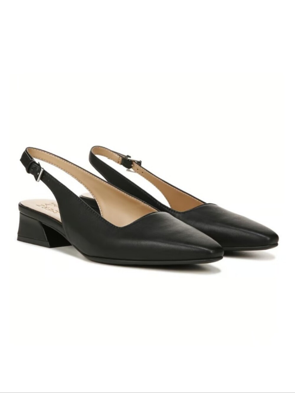 Naturalizer Ginger Slingback Pump Shoes Size 9.5M Black Snip Toe Block Heel